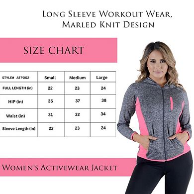 Women's Activewear Jacket Full Zip-Up Hoodie Long Sleeve Workout Wear, Lightweight and Comfortable