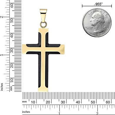 Men's LYNX Two-Tone Ion-Plated Stainless Steel Cross Pendant Necklace