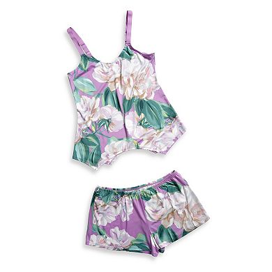Women's Lilac+London Floral Print Drapey Camisole & Shorts Pajama Set