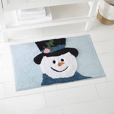 Avanti Blue Snowman Winter Bathroom Rug