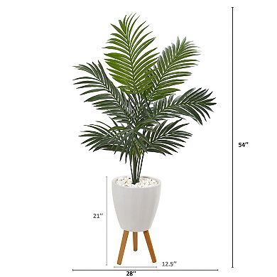 nearly natural 4.5-ft. Kentia Artificial Palm Tree in White Planter with Legs