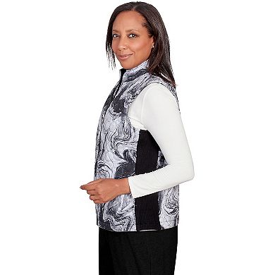 Petite Alfred Dunner Marble Quilt Sweater Paneled Vest