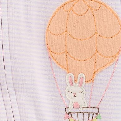 Baby Girl Carter's Hot Air Balloon Bunny 2-Way Zip Cotton Sleep & Play