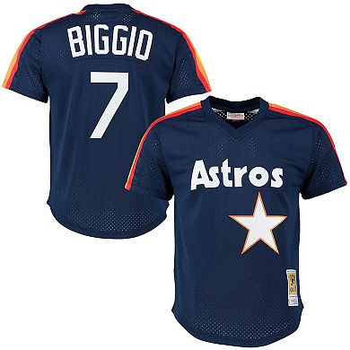 Men's Mitchell & Ness Craig Biggio Navy Houston Astros 1991 Cooperstown Collection Mesh Pullover Jersey