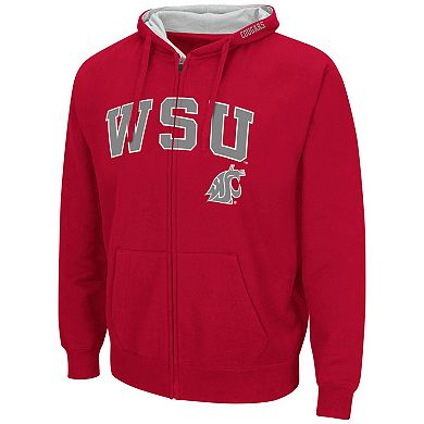 Men's Colosseum  Crimson Washington State Cougars Arch & Logo 3.0 Full-Zip Hoodie