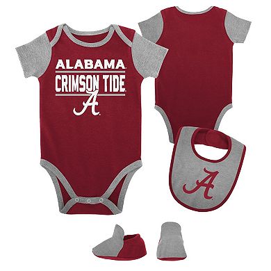 Newborn & Infant Crimson Alabama Crimson Tide Home Field Advantage Three-Piece Bodysuit, Bib & Booties Set
