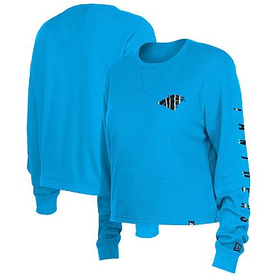 Women's New Era  Blue Carolina Panthers Thermal Crop Long Sleeve T-Shirt