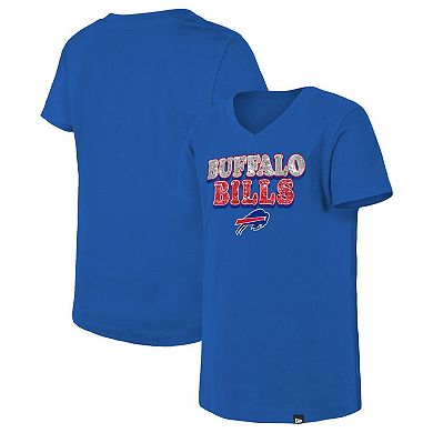 Girls Youth New Era Royal Buffalo Bills Reverse Sequin V-Neck T-Shirt