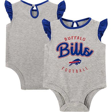 Newborn Heather Gray/Royal Buffalo Bills All Dolled Up Three-Piece Bodysuit, Skirt & Booties Set