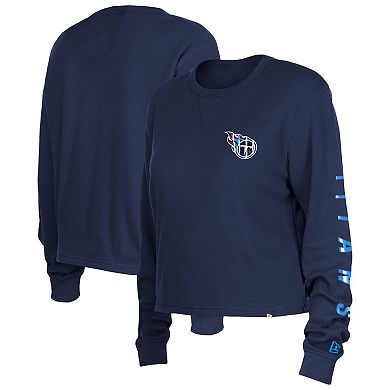 Women's New Era  Navy Tennessee Titans Thermal Crop Long Sleeve T-Shirt