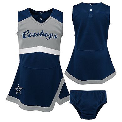 Girls Preschool Navy Dallas Cowboys Two-Piece Cheer Captain Jumper Dress with Bloomers Set