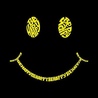Be Happy Smiley Face - Girl's Word Art Hooded Sweatshirt