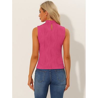 Mock Neck Tank Top For Women's Stand Collar Sleeveless Ribbed Knit Tops