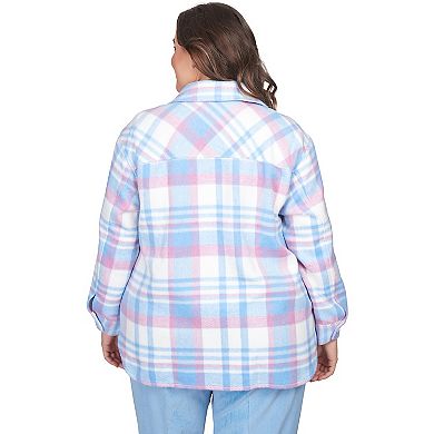 Plus Size Alfred Dunner Collared Plaid Shirt Jacket