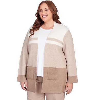 Plus Size Alfred Dunner Colorblock Open Front Cardigan