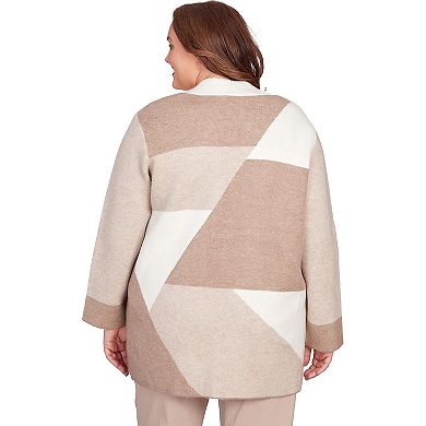 Plus Size Alfred Dunner Colorblock Open Front Cardigan
