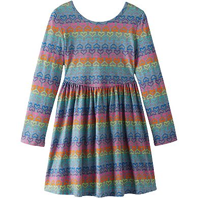 Girls 8-20 Lands' End Long Sleeve Gathered Waist Jersey Dress in Regular & Plus