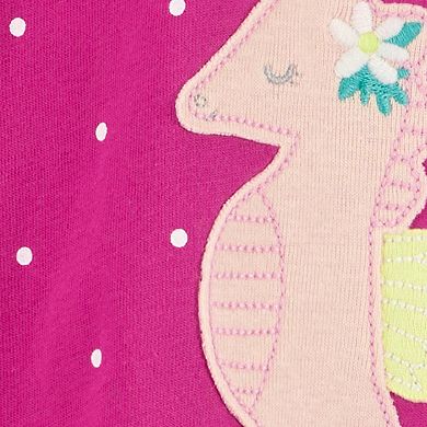 Baby Girl Carter's Seahorse Snap-Up Cotton Romper