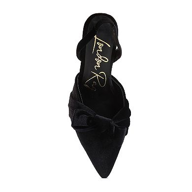 London Rag Mayfair Women's Velvet High Heeled Mule Sandals