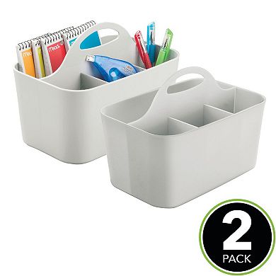 mDesign Small Plastic Caddy Tote for Desktop Office Supplies, 2 Pack