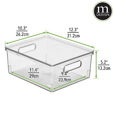 mDesign Large Plastic Stackable Kitchen Storage Box, Handles, Lid, 8 Pack