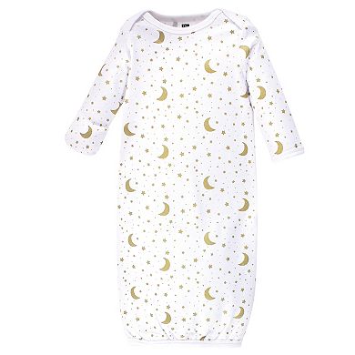 Infant Cotton Long-Sleeve Gowns 3pk, Navy Stars & Moon
