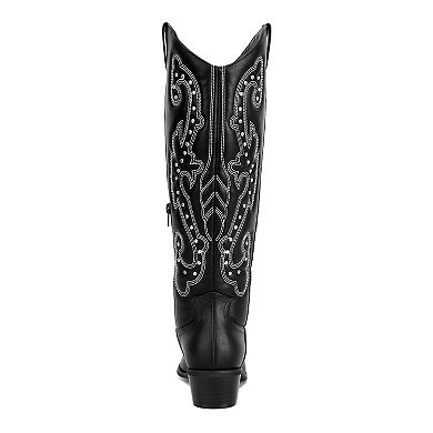 London Rag Reyes Women's Patchwork Studded Cowboy Boots