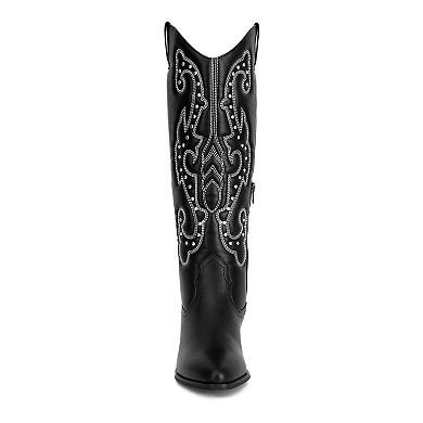 London Rag Reyes Women's Patchwork Studded Cowboy Boots