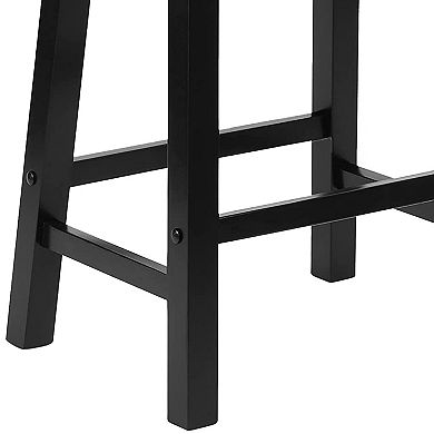 Pj Wood Classic Saddle Seat 24 Inch Kitchen Bar Counter Stool, Black (4 Pack)