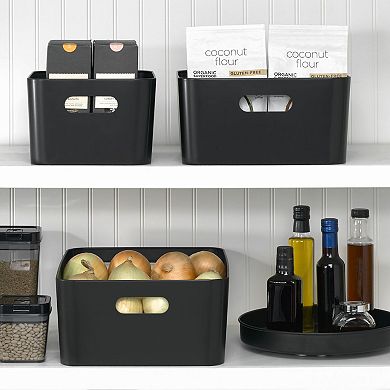 mDesign Small Metal Kitchen Storage Container Bin Basket with Handles