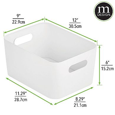 mDesign Small Metal Kitchen Storage Container Bin Basket with Handles