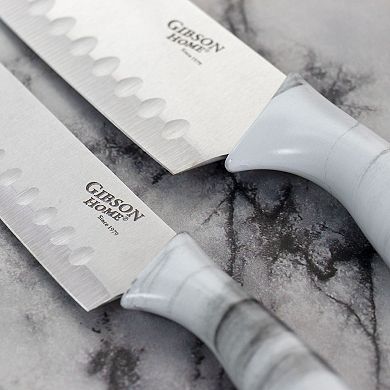 Gibson Home Beaumont 3 Piece Stainless Steel Santoku Knife Set with Cutting Board