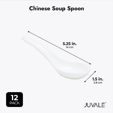 Melamine Rice Spoon for Noodles, Ramen, Miso Soup, Won Ton (1.5 x 5 In, 12 Pack)