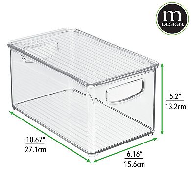 mDesign Plastic Deep Kitchen Storage Bin Box, Lid and Handles, 4 Pack