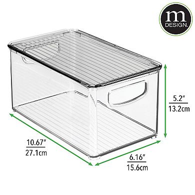 mDesign Plastic Deep Kitchen Storage Bin Box, Lid and Handles, 4 Pack