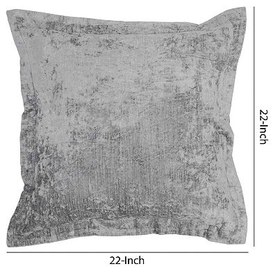 Square Fabric Throw Pillow with Solid Color and Flanged Edges, Gray