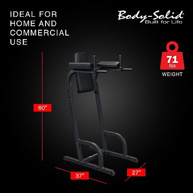 Body Solid Fitness Vertical Knee Raise And Dip Exercise Workout Station, Black