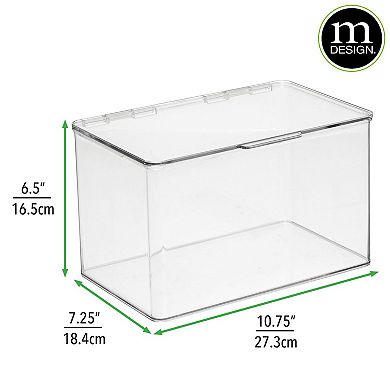 mDesign Plastic 7.25" x 10.75" x 6.5" Home Office Storage Organizer Box with Hinged Lid, 4 Pack