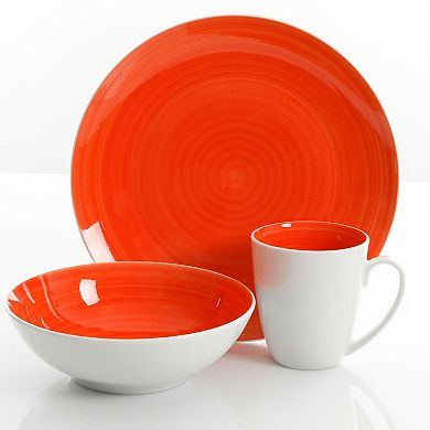 Gibson Everyday Crenshaw 12 Piece Round Ceramic Dinnerware Set in Assorted Colors, Service for 4