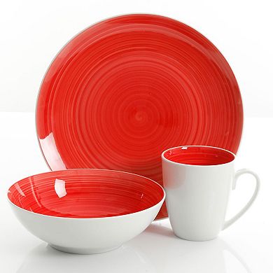 Gibson Everyday Crenshaw 12 Piece Round Ceramic Dinnerware Set in Assorted Colors, Service for 4