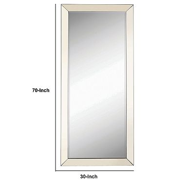 Rectangular Shaped Floor Mirror with Beveled Edge, Silver