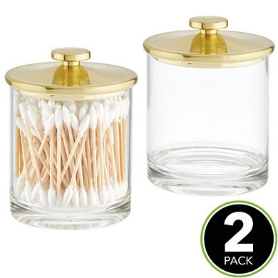 mDesign Small Round Acrylic Apothecary Canister Jars - 2 Pack
