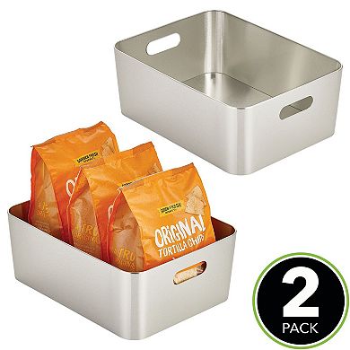 mDesign Large Metal Storage Container Bin Basket with Handles, 2 Pack