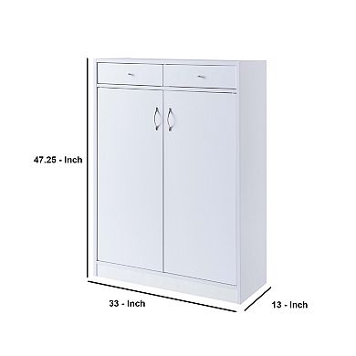 47 Inch 2 Door Wooden Shoe Cabinet, White