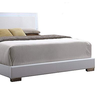 Contemporary Style Queen Size Wooden Panel Bed with Headboard, White
