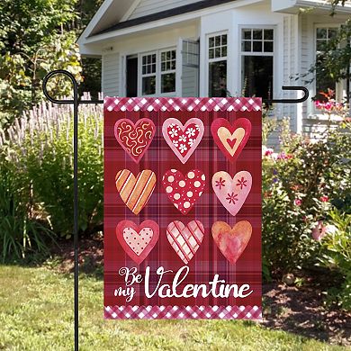 Be My Valentine Plaid and Heart Garden Flag 12.5" x 18"