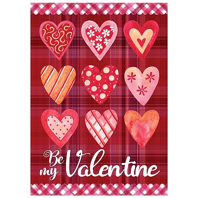 Be My Valentine Plaid and Heart Garden Flag 12.5" x 18"