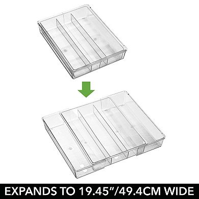 mDesign Expandable In-Drawer 3 Section  Kitchen Utensil Organizer Tray