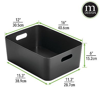 mDesign Large Metal Storage Container Bin Basket with Handles