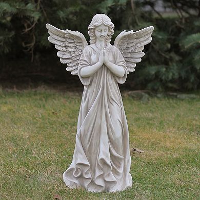 29.5" Angel Standing in Prayer Outdoor Garden Statue